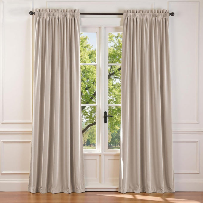 Lazzzy Blackout Golden Brown Velvet Curtains Rod Pocket 52×96 Inch 2 Panels