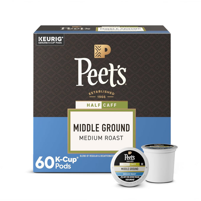Peet's Coffee Coffee Pods, Medium, Middle Ground Half-Caf, 60 K Cups
