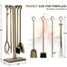 FEED GARDEN Wrought Iron Fireplace Tool Set with Stand, Antique Bronze