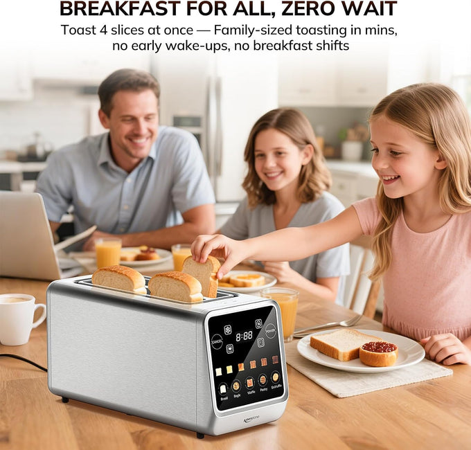 Keenstone 4 Slice Touch Screen Toasters with Wide Slot, Stainless Steel