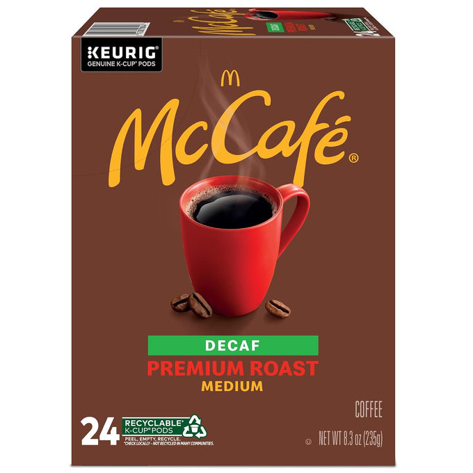 McCafe Premium Roast Decaf Coffee, Single Serve Keurig K-Cup Pods, Decaffeinated, 96 Count (4 Packs of 24)