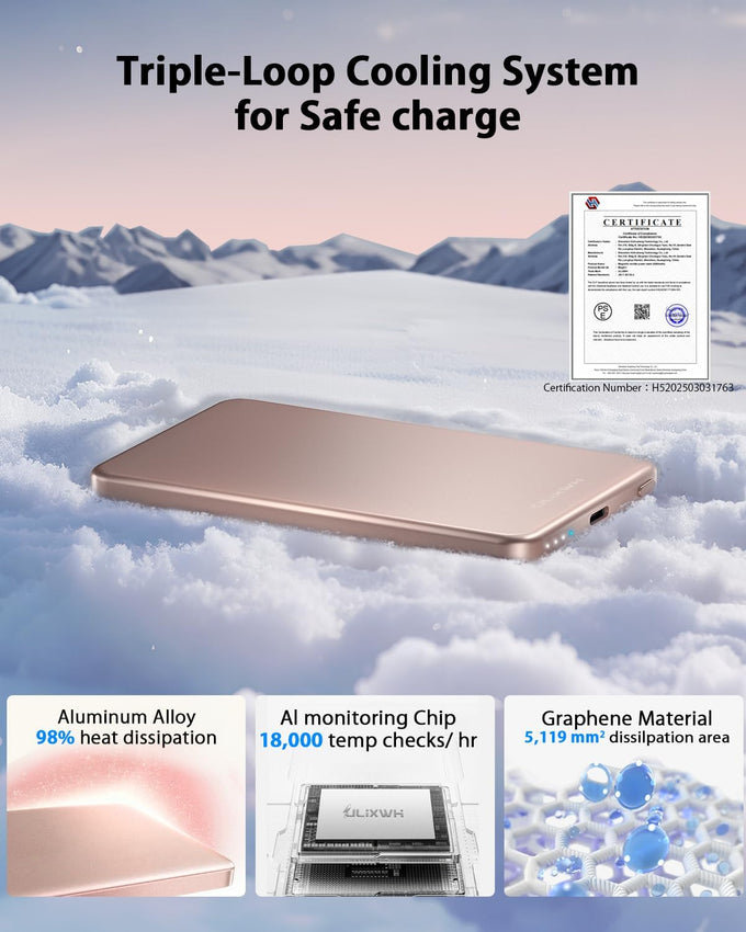 ULiXWH [0.3" Ultra Slim] [Alloy-Made] for Magsafe Portable Charger iPhone