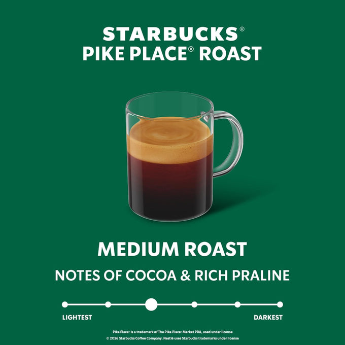 Starbucks by Nespresso Vertuo, Pike Place, Medium Roast Coffee 30-count