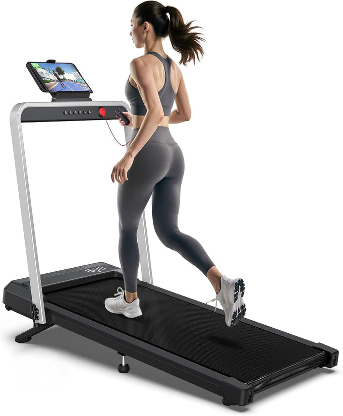 WELLFIT Walking Pad Treadmills with Handle, 10% Incline Treadmill for Home
