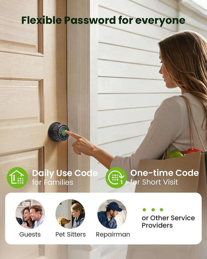 GHome Smart Fingerprint Door Lock, 4-in-1 Smart Lock with Removable Battery