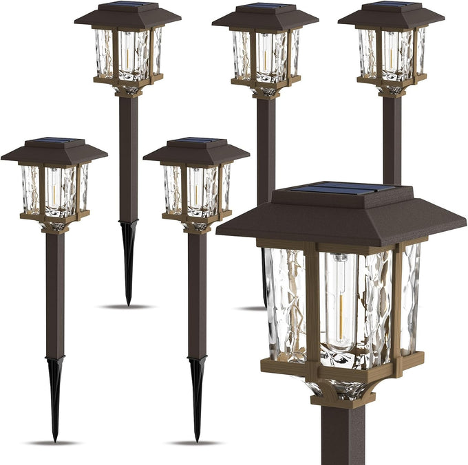 XMCOSY+ Solar Outdoor Lights Waterproof 6 Pack, 2-Tone Solar Garden Lights