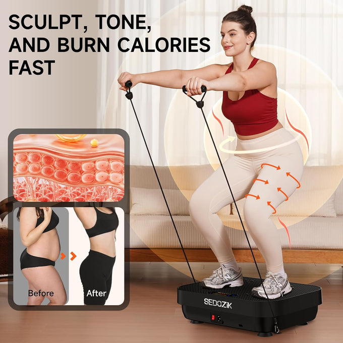 SEDOZIK Vibration Plate for Lymphatic Drainage with Bands Bluetooth, Black