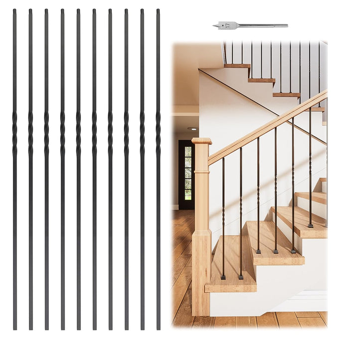 Muzata 5 Pack 44" S Scroll Hollow Iron Balusters WT03