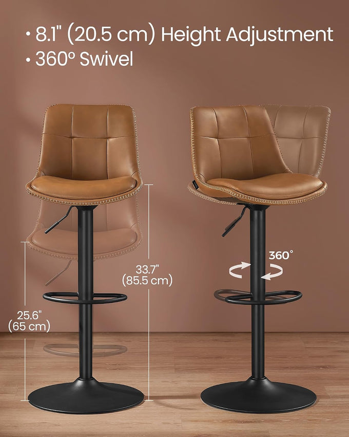 VASAGLE Bar Stools Set of 4, Swivel, Adjustable Height, Quilt
