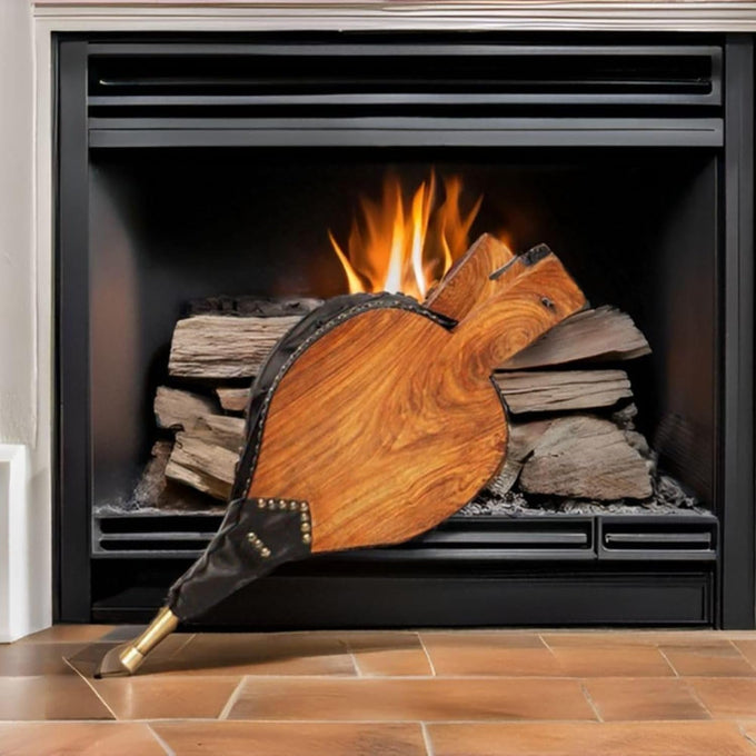 Lodge Fireplace Bellows Hardwood & Leather Handheld Air Blower with Brass Nozzle Durable Wood Fire Starter for Indoor Outdoor Fireplaces BBQs & Campfires Black & Brass Design