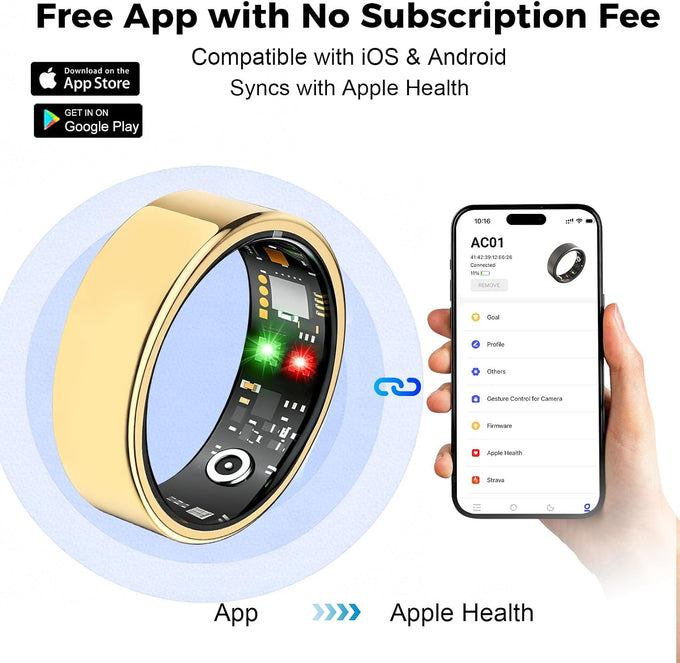 Smart Ring for Women Men, Health Tracking Ring No APP Fee (Rosegold,8)