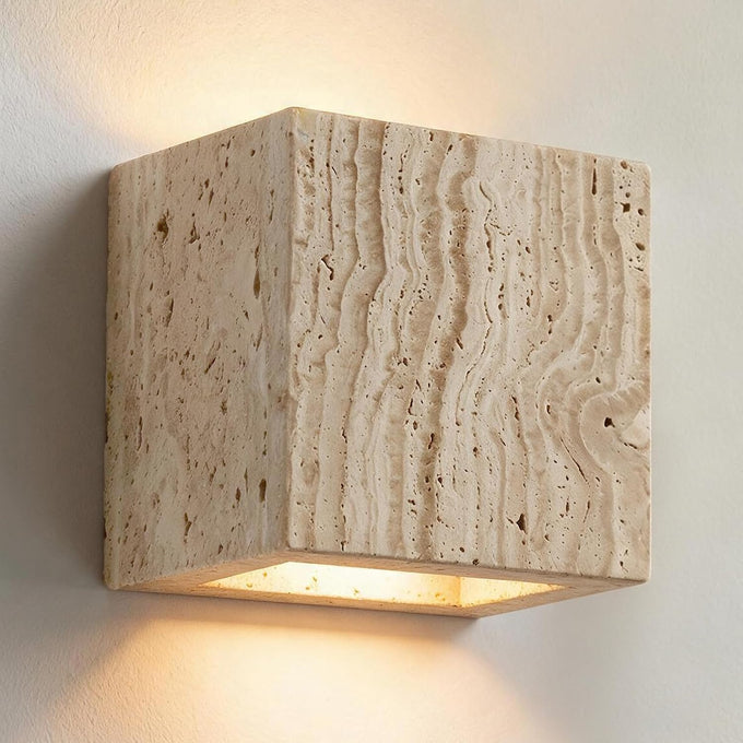 Travertine Wall Sconce Natural Stone Square Up Down Light Bedroom Hallway