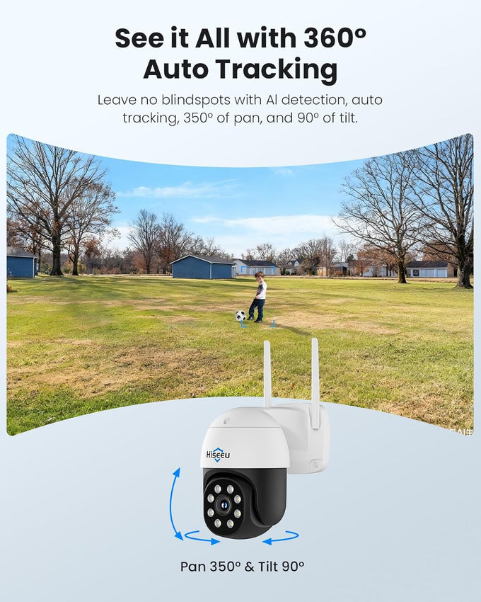 Hiseeu 4K Security Cameras Wireless Outdoor, 8MP 4-Cam Kit, 1T HDD