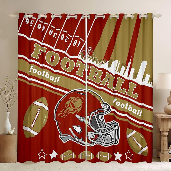 Feelyou Football Blackout Curtains for Bedroom Living Room