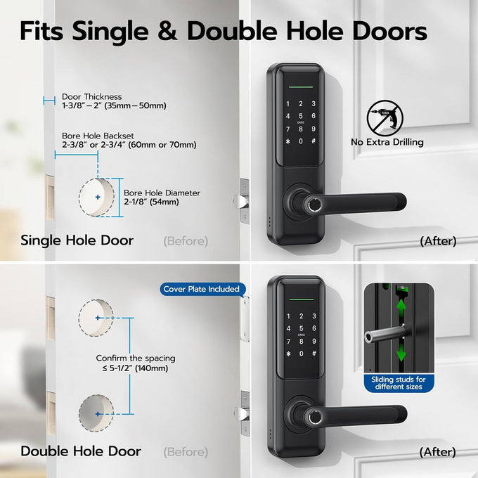 Nyboer Smart Keypad Door Lock with Handle for Front Door