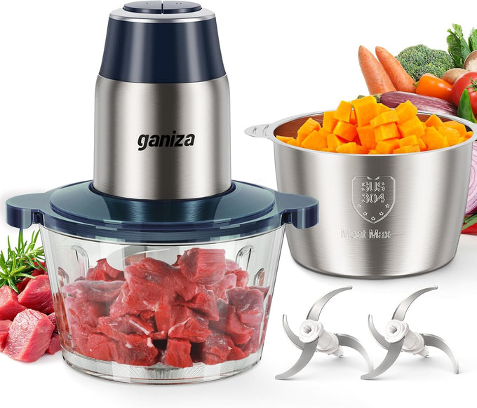 Ganiza Food Processors with 2 Bowls, 450W Meat Grinder Vegetable Chopper