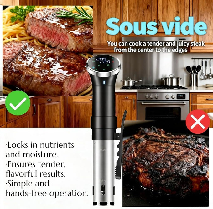 1100W Immersion Circulator Sous Vide Machine, Wifi Enabled Precision Cooker with App Control for Restaurant-Style Steak, Tender Meat & More