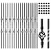 16 Pack Wrought Iron Balusters for Staircase Interior, 1/2" x 44" Hollow Deck Spindles Stair Railing Indoor with 32 Fixed Swivel Shoes, Metal Double Basket Decorative Stair - Matte Black