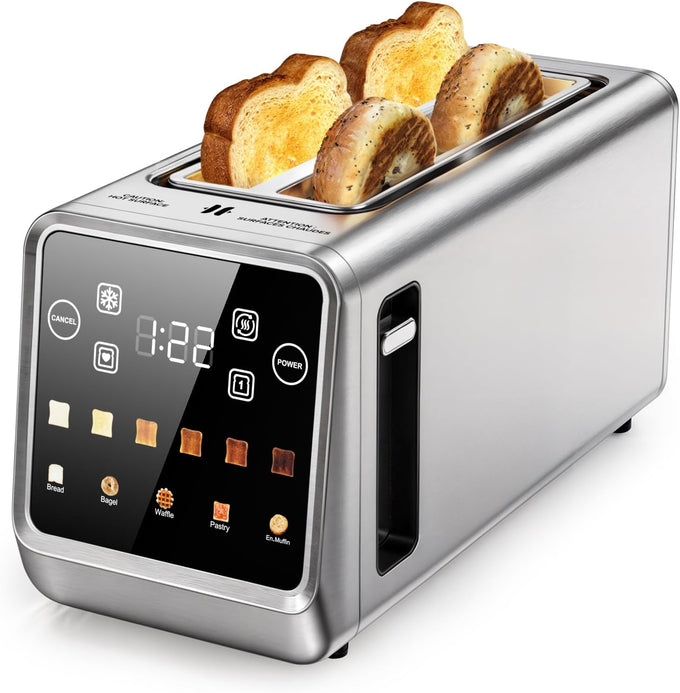 Foyoconven Toaster 2 Slice, Smart Touchscreen Wide Slot Stainless Steel