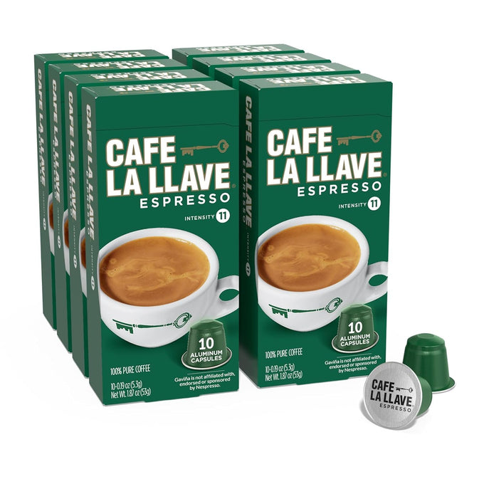 Café La Llave Espresso Aluminum Capsules, Dark Roast, 80ct