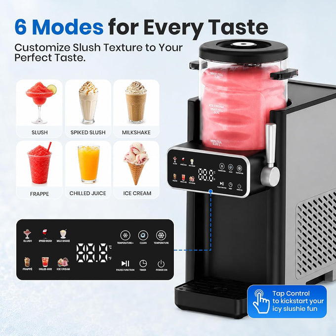 Slushie Machine for Home, Ice Cream Maker, 6 Presets, No Ice Needed, Black