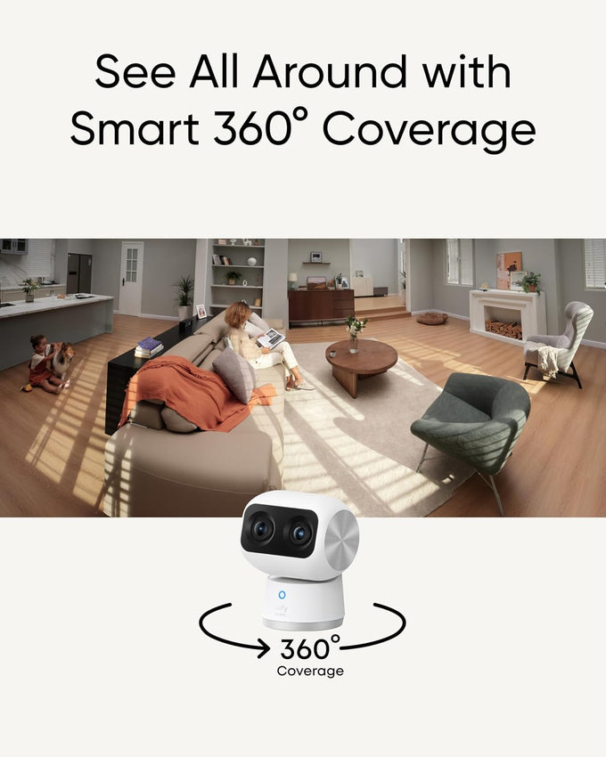 eufy Security 4K Indoor Cam S350, No Subscription, Dual Cameras, 8× Zoom