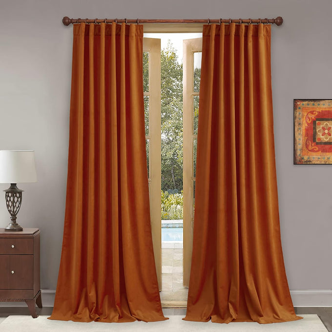 StangH Taupe Velvet Curtains Luxury Extra or Living Room, W52 x L108, 2 Pcs