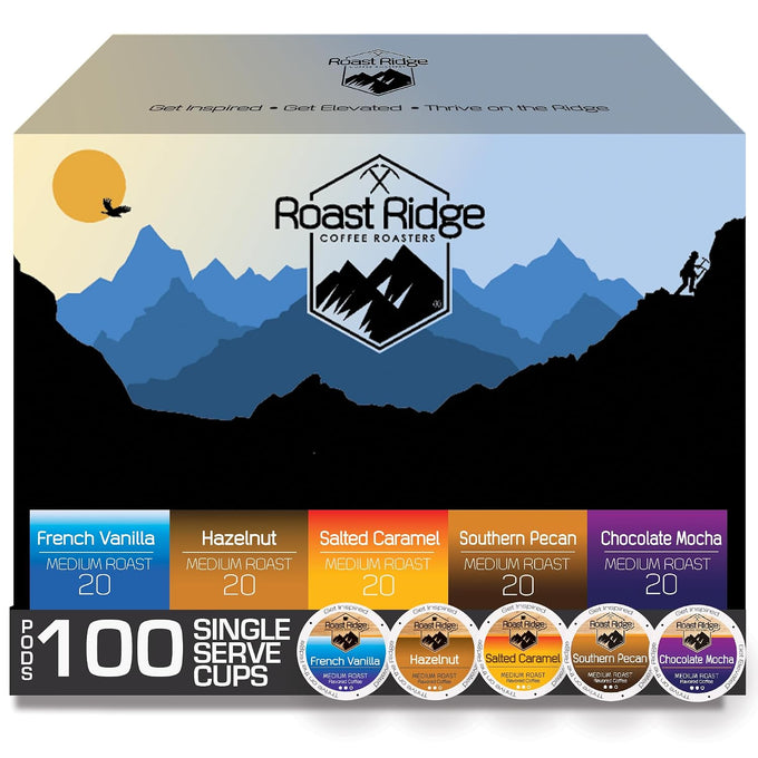 Roast Ridge K-Cup Coffee Pods, Medium Roast Flavored Variety Pack 100 Count
