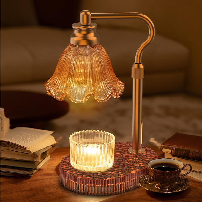 Flower Candle Warmer Lamp with Timer & 4-Level Dimmer, Adjustable Height