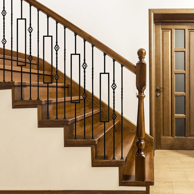 10 Pack Wrought Iron Balusters, Stair Spindle with 20 Swivel Shoes