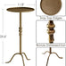 25.6" Vintage Round Pedestal End Table with Tray Top, Bronze