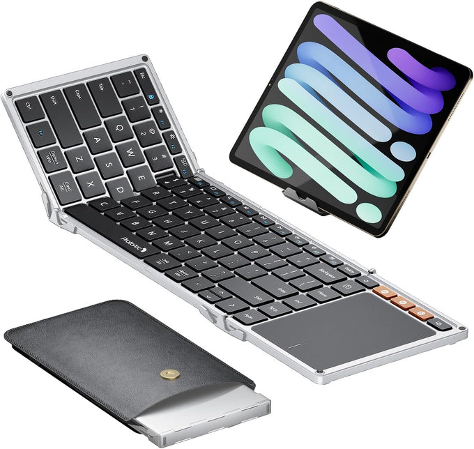 ProtoArc XK01 TP Foldable Keyboard with Touchpad, 0.65 in Keycaps, Gray