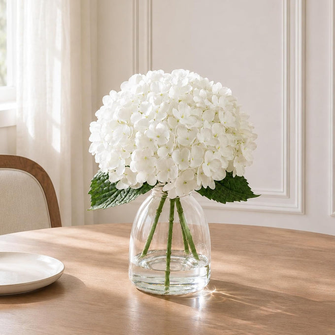 Hydrangea Artificial Flowers in Vase Fake Flowers for Home Decor