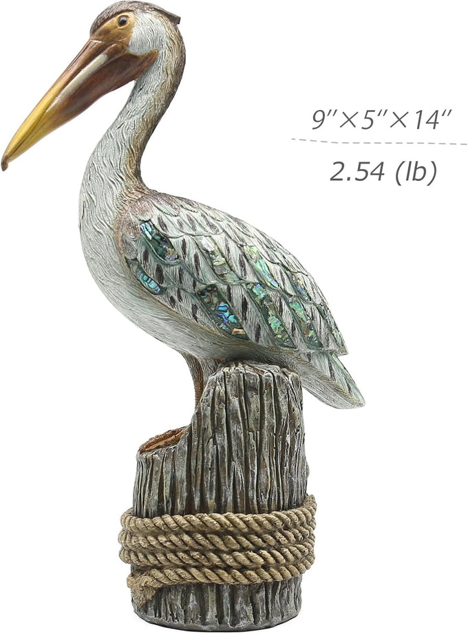 Lukitas Standing Pelican Statue and Sculpture Coastal Decor, Resin 14''