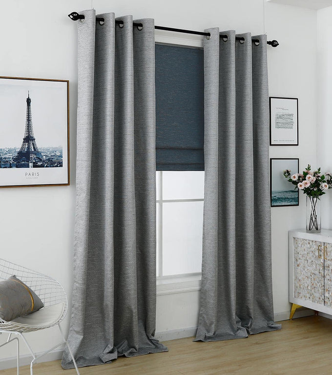 Everyday Celebration Roman Shades for Windows, Cordless Room Darkening Roman Window Shades, Pull Down Window Treatment, Indoor Blinds & Shades with Woven Fabric 35" W X 64" H, (Indigo Blue)