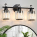 3-Light Gold Bathroom Light Fixtures,Modern Bathroom Vanity Lights Fixture with Clear Crystal Glass Shade, Modern Crystal 3 Lights Wall Sconce for Mirror Bedroom Living Room