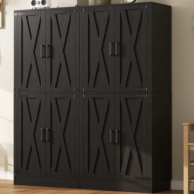 Unikito 71" Tall Kitchen Pantry Cabinet with Farmhouse Barn Doors