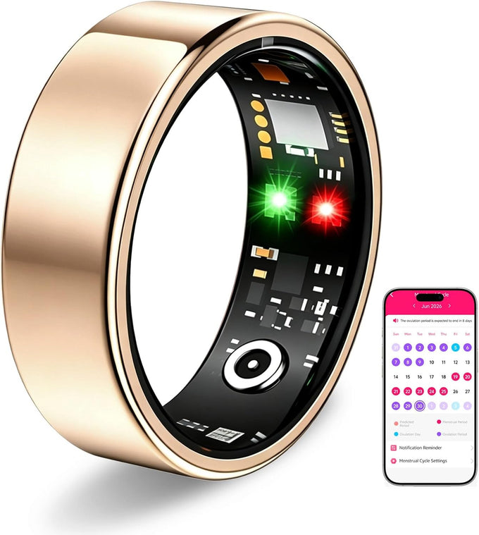 Smart Ring for Women Men, Health Tracking Ring No APP Fee (Rosegold,8)