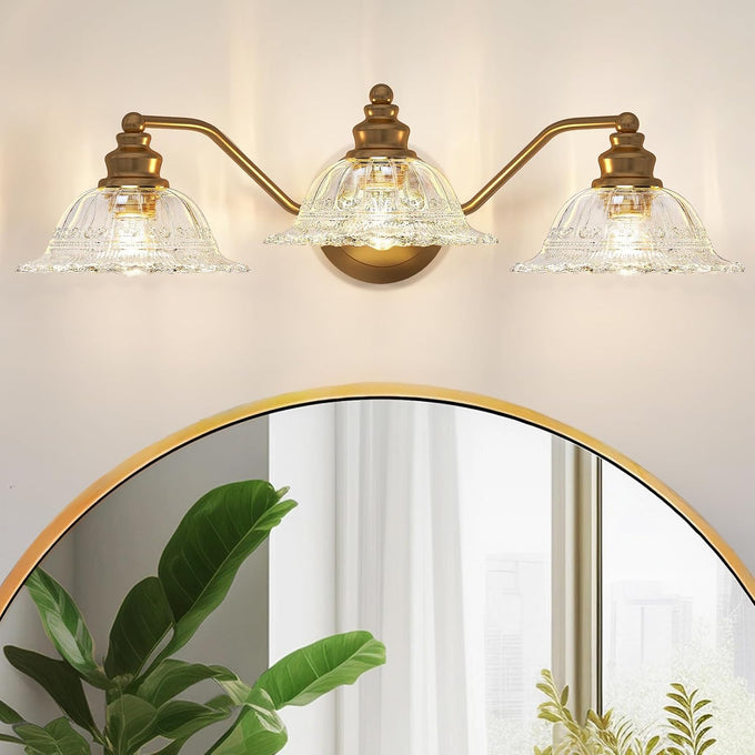 Redluck 3-Light Vintage Bathroom Light Fixtures, Vanity Lights Brass Gold