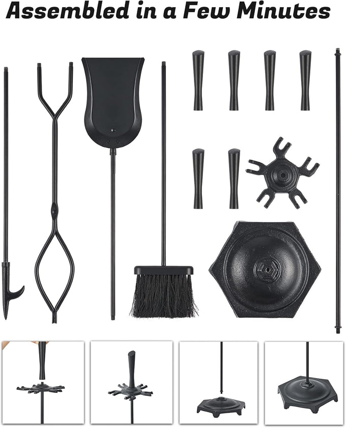 Lichamp Fireplace Tools Set, Modern Handle