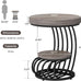 Tribesigns Round End Table, 2-Tier Farmhose Wood Side Table with Shelf Storage, Small Sofa Side Bedside Nightstand, Arc-Shaped Frame Accent Furniture for Living Room, Grey