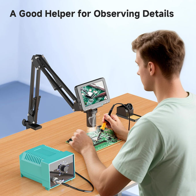 5" LCD Digital Soldering Microscope for PCB Repair with C-Clamp