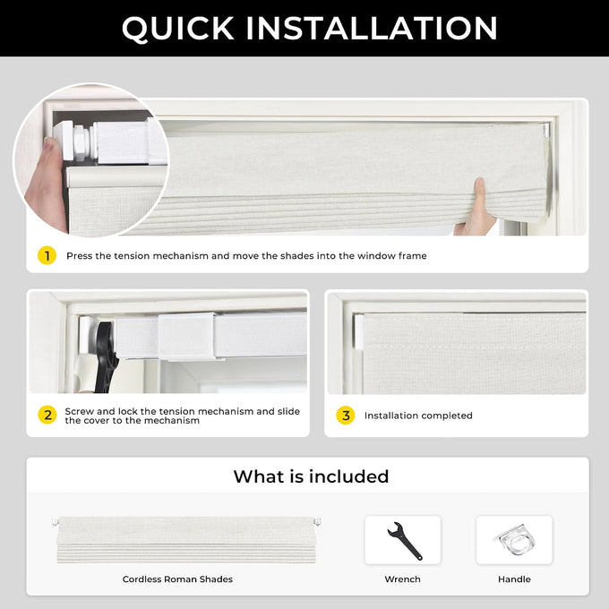 UNISHADES No Drill Top Down Bottom Up Roman Shades, 42×64in, Natural