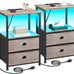 LOAKEKEL Nightstands Set of 2, Night Stand with Charging Station