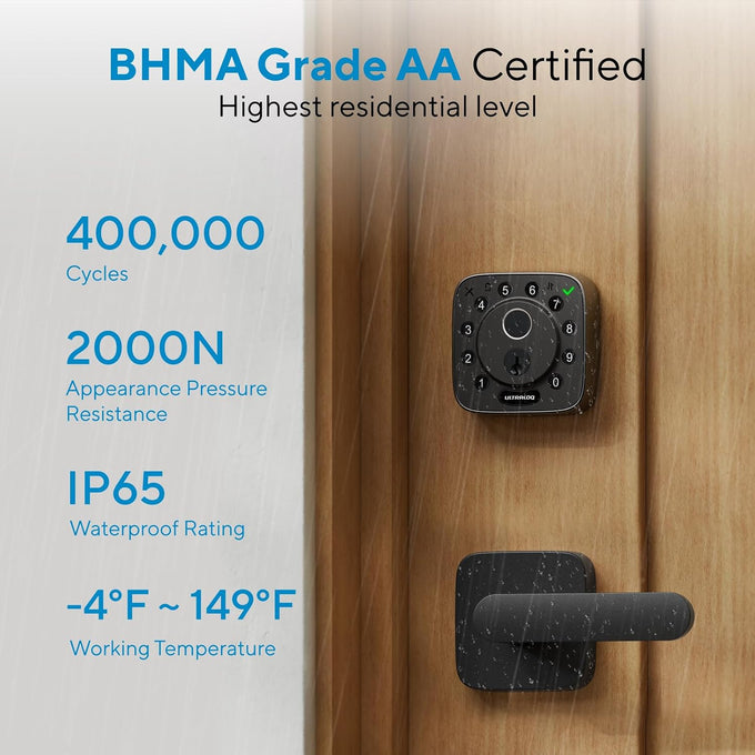 ULTRALOQ Bolt Fingerprint WiFi Smart Lock with Door Sensor, Remote Access