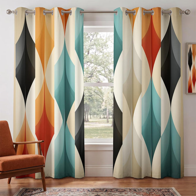 Mid Century Modern Curtains 84 Inch 2 Panels, Home Essentials