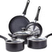 Amazon Basics Non-Stick Kitchen Cookware 15-Piece Set with Stay-Cool Handles, Even Heating, Non-Induction, Includes Pots, Pans, and Utensils, Black