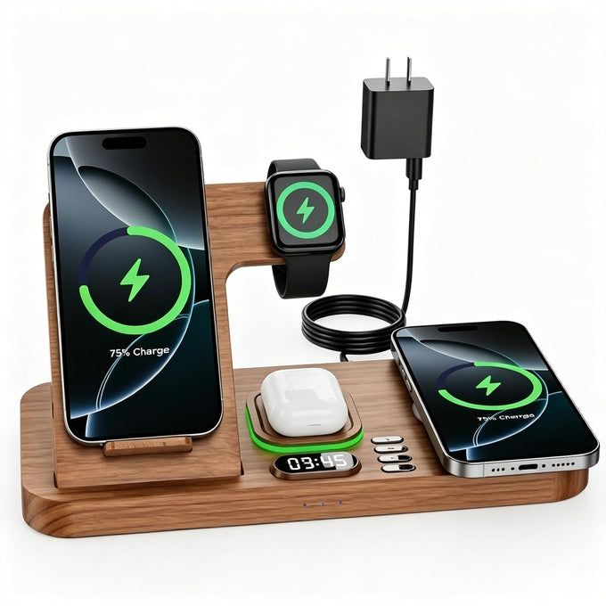 Dual Phone Foldable Wireless Charging Station for Apple, Couple&Family Use