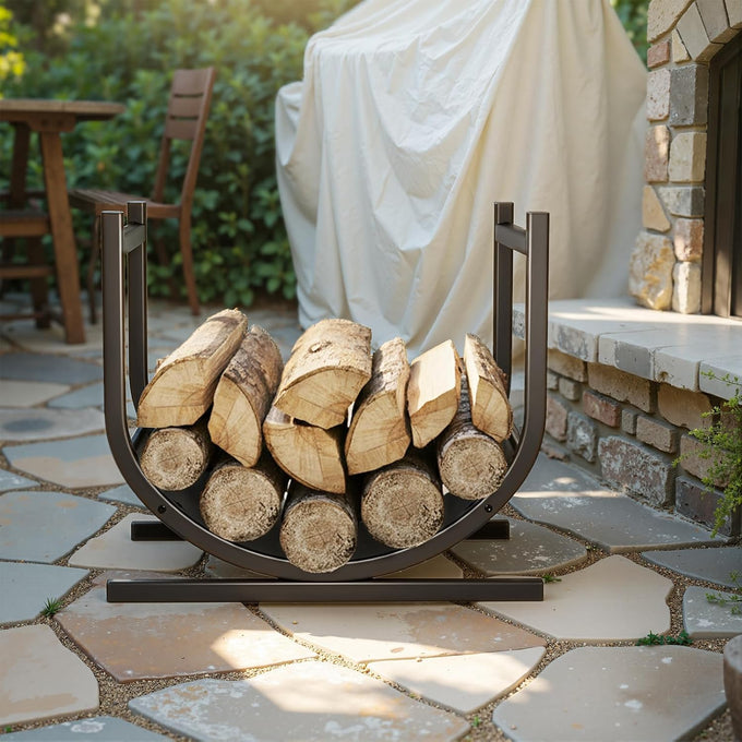 IDZO 41in Firewood Rack, 400lbs Load Capacity, Rust Resistant Steel, Black, Wood Storage