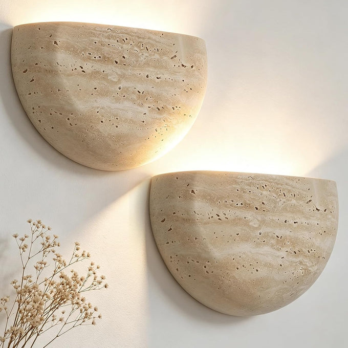 Travertine Wall Sconce Natural Stone Square Up Down Light Bedroom Hallway